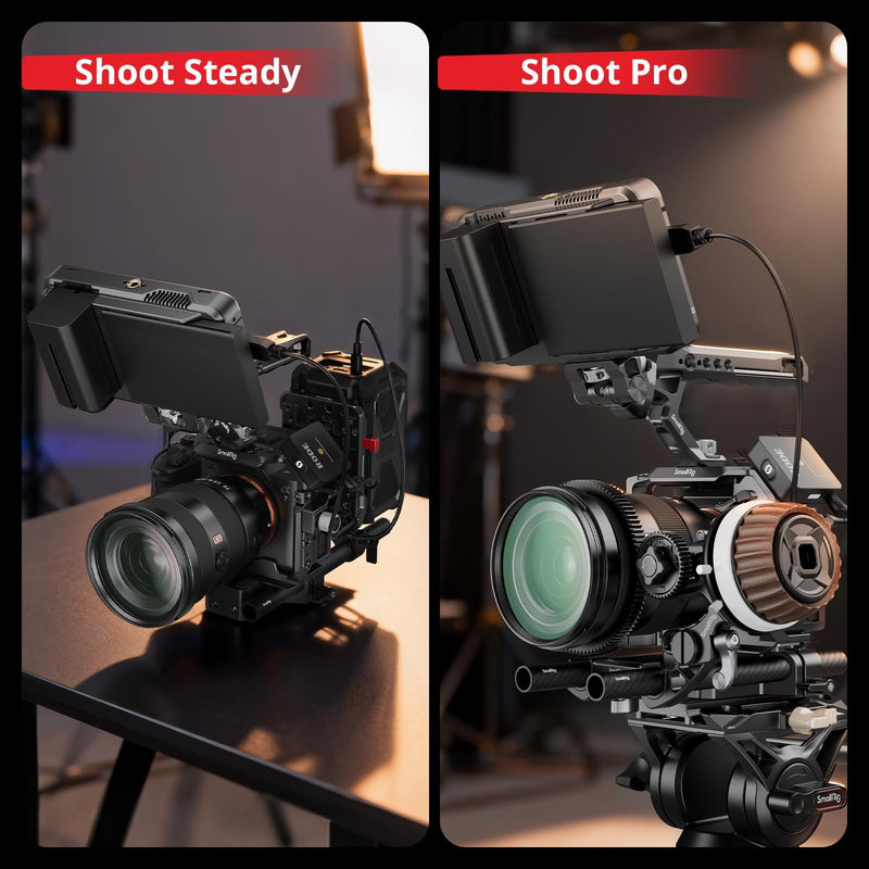 SMALLRIG Camera Base Plate Kit with 15mm LWS Rod Rail Clamp, Carbon Fiber 15mm Rods (8'' / 20cm), for Sony A6500 A6600 A6300, for Canon R5 R6, for Sony A7SIII / A7III, Both for Cameras & Cages - 5609 Base Plate+15mm Rods