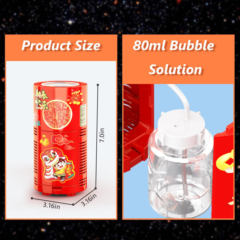Fireworks Bubble Machine with 80ml Bubble Solution, Portable Automatic Bubble Machine with Lights and Closeable Music, Bubble Maker Toys for Kids Outside Activities Parties Wedding Christmas 1pcs
