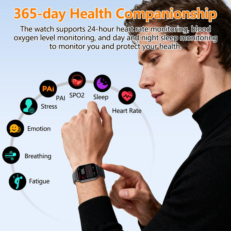 Odsslgw Smart Watch for Women Men, GPS Smartwatches with Heart Rate/SpO2/Sleep/Stress Monitor, 100+ Sports Fitness Watches, IP68 Waterproof Activity Tracker for Android/iOS Phone (Black, 1.96"_GPS) Black