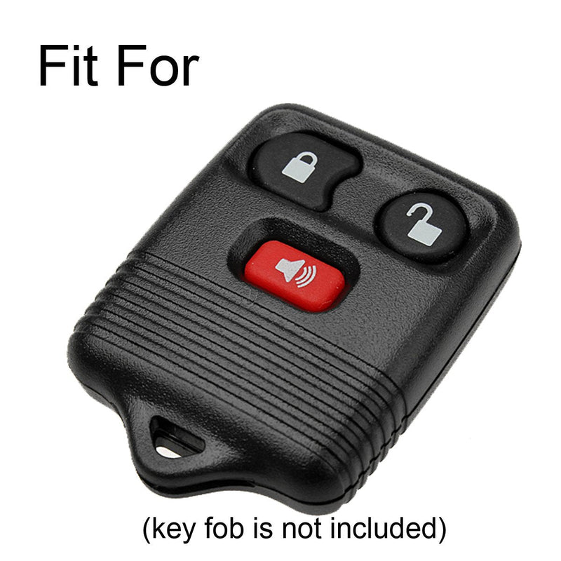 2Pcs Coolbestda Rubber Key Fob Case Keyless Cover Protector Skin for Ford F150 F250 F350 Explorer Ranger Escape Expedition Black with Red + Black with Blue
