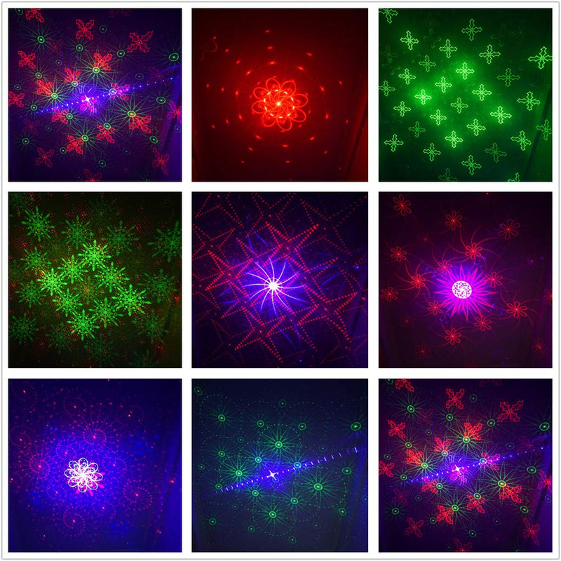 Mini 4 Lens 128 RGRB Patterns Laser Effect Mixed Blue LED Background Projector Light Remote Music Auto for DJ Party Show Home Gig Xmas Stage Lighting SL128RGRB