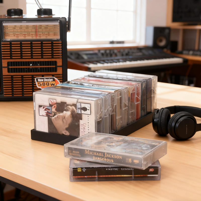[AUSTRALIA] - 2Packs Cassette Tape Storage Organizer Rack- 20 Slots Audio Cassette Tape Holder, Durable And Stylish Design for Home, Studio, Collectors, Easy to Move And Organize Audiotapes 