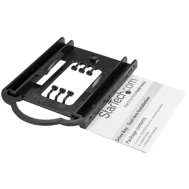 StarTech.com 2.5" HDD / SDD Mounting Bracket for 3.5" Drive Bay - Tool-less Installation - 2.5 Inch SSD HDD Adapter Bracket (BRACKET125PT), Black Standard Packaging