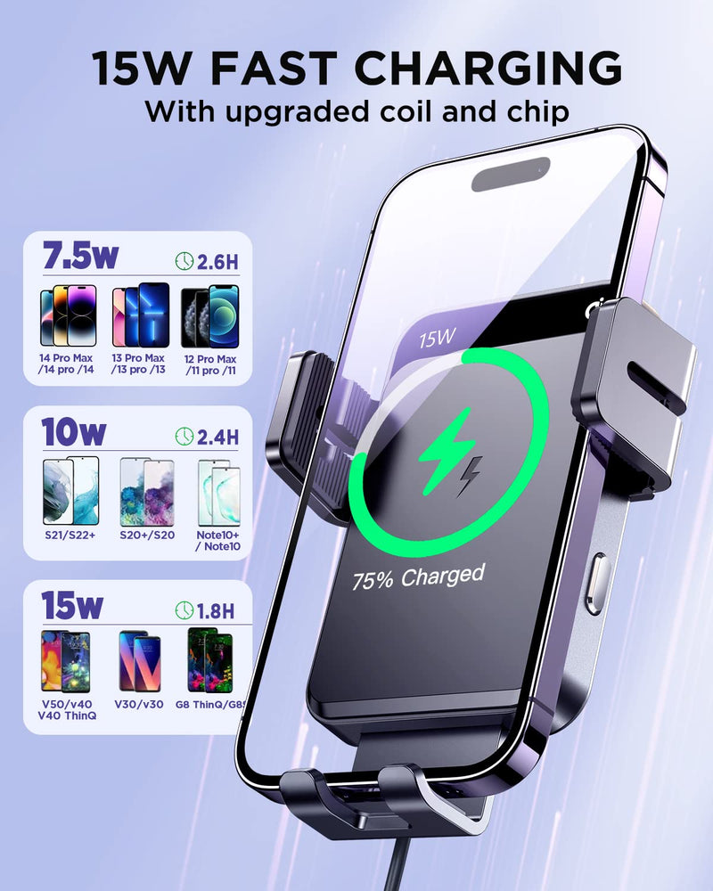 JOYROOM Wireless Car Charger,15W Qi Fast Charging Car Charger Phone Holder Mount, Auto-Clamping Alignment Windshield Dashboard Air Vent Cell Phone Holder for iPhone 16 Pro Max/15 Pro,Samsung S24/S23 | Auto-Clamping Alignment Car Mount Windshield Dashbo...