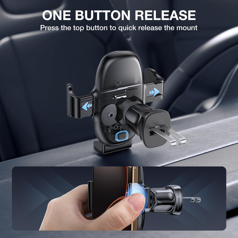 miracase Upgraded Wider Clamp Phone Holders for Your Car, Metal Hook Air Vent Car Mount [Thick Cases Friendly] Automobile Hands Free Compatible with iPhone 17/16/15/14/13 Series All Smartphone Black Air Vent-Mirrored