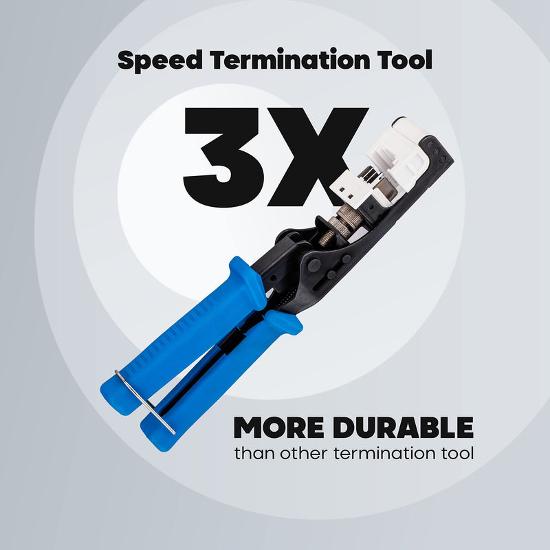 Speed Termination Tool - Easy Punch Down with Stainless Steel Blades For 45 Degree RJ45 LAN Cat6 / Cat5e Keystone Jacks + 10 White Cat6 Keystones Jack Connectors Kit 10 Pack (Cat6)