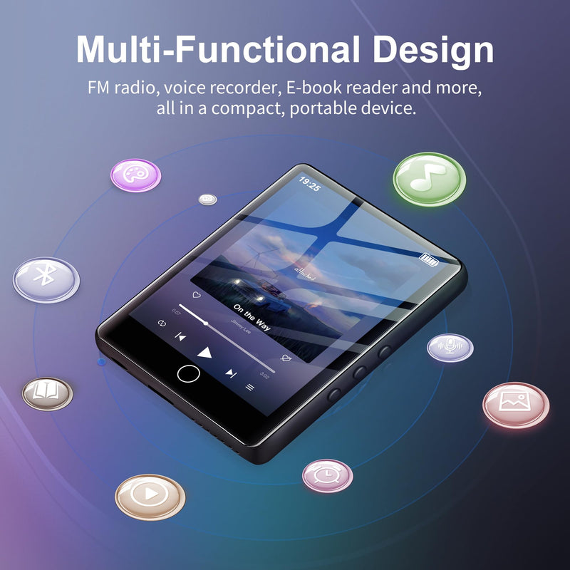 [AUSTRALIA] - 2.8" Display Bluetooth MP3 Player, Portable HiFi Music Player with Bluetooth 5.4, FM Radio, HD Speaker, E-Book, Voice Recorder & Earphones, Black 