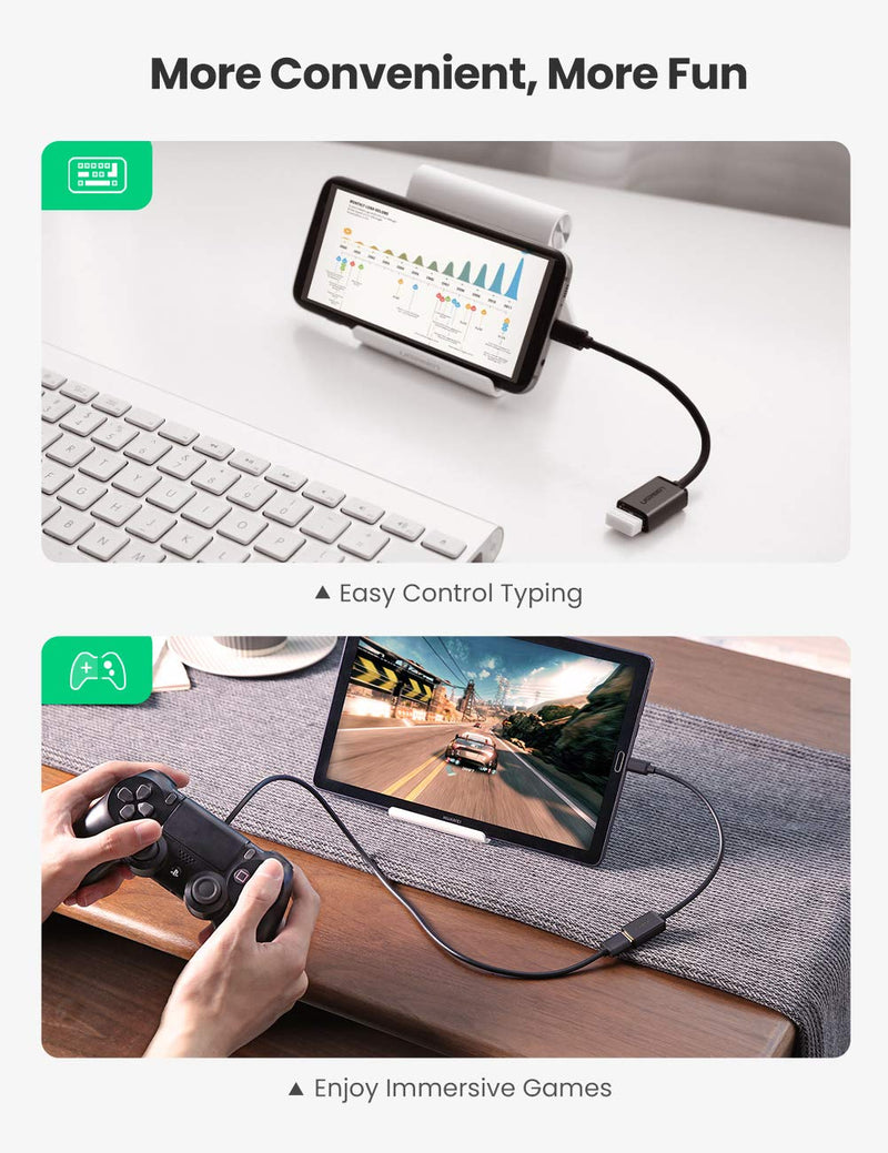 UGREEN Micro USB to USB Micro USB 2.0 OTG Cable 2 Pack On The Go Adapter Micro USB Male to USB Female for Samsung S7 S6 Edge S4 S3 LG G4 DJI Spark Mavic Remote Controller Android Tablets Black
