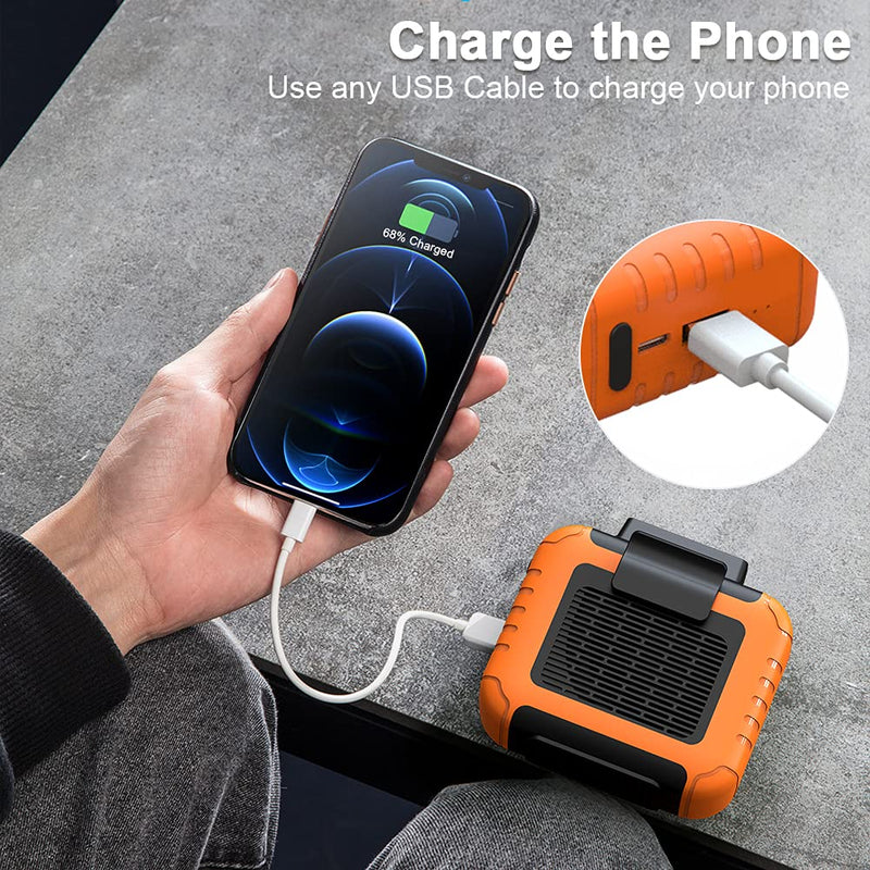 Portable Waist Under Shirt Fan, 23H Working Time, 6200 RPM Strong Airflow | 3 Speed Levels, Belt Fan Clip On Waist Portable Cooling Fan for Blue Collar, Outdoor Work, Jobsite Orange