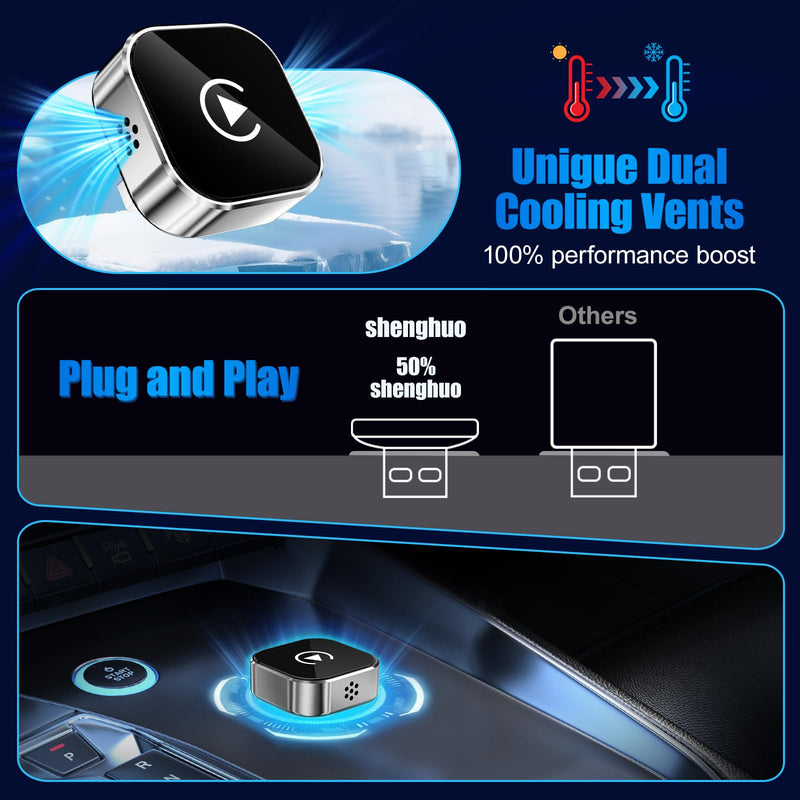 2026 Wireless Car Adapter - Universal Smart Screen Converter, USB-C/Type-C,Plug & Play, Zero Delay Needs Built-in Vehicle System (Silver) Silver