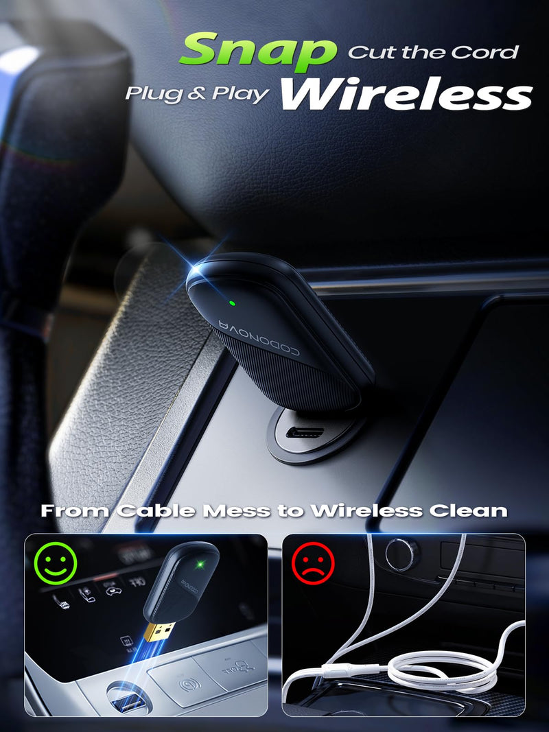 [AUSTRALIA] - Mini Wireless CarPlay & Android Auto Adapter for iPhone & Android Phone (2026 Upgrade), No Lag, Fast Stable Connection, Converts Wired to Wireless CarPlay Dongle for 2016+ Cars, USB-A&C Port Blue 
