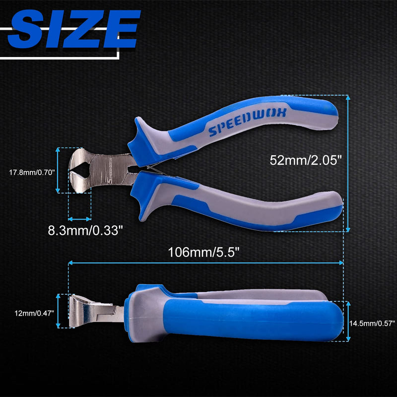 SPEEDWOX 4 Inches End Nippers Precision End Cutters Pliers Mini End Cutting Nippers Fine Pliers with Spring Micro Functional Small Wire Cutter Jewelry Making Shoes Repair Tool Pull Nails Brads 4" End Cutting Plier