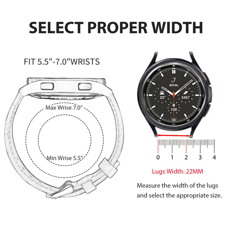 2 Pack Leather Watch Bands(Lightgray and Yellow) Compatible with Samsung Galaxy Watch Band, 20mm 22mm Lugs Watch Straps, Quick Release Wear-resistant Sweat-Resistant Smartwatch Replacement Strap