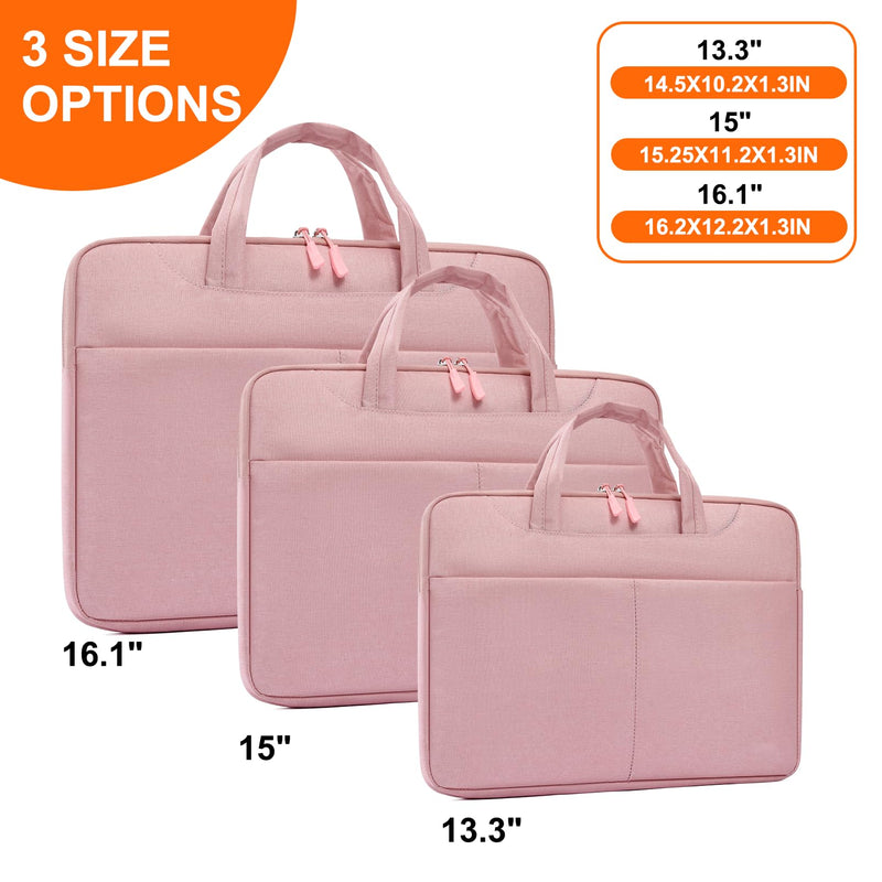 Laptop Bag Shockproof Protective Laptop Case Lightweight Computer Sleeve | Laptop Carrying Case with Front Pocket 12in 13.3in 14in 15in 15.6in 16.1in Computer Bag Waterproof for Men Women Pink 1