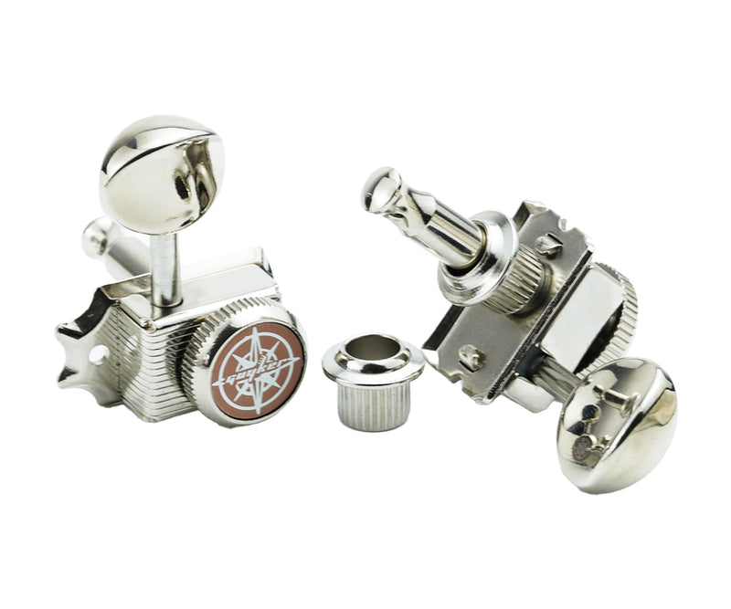 Guyker 6 Inline Vintage Guitar Lock String Tuners – Locking Tuning Key Pegs Machine Heads Replacement Parts for ST TL Style Electric, Folk or Acoustic Guitars – Nickel