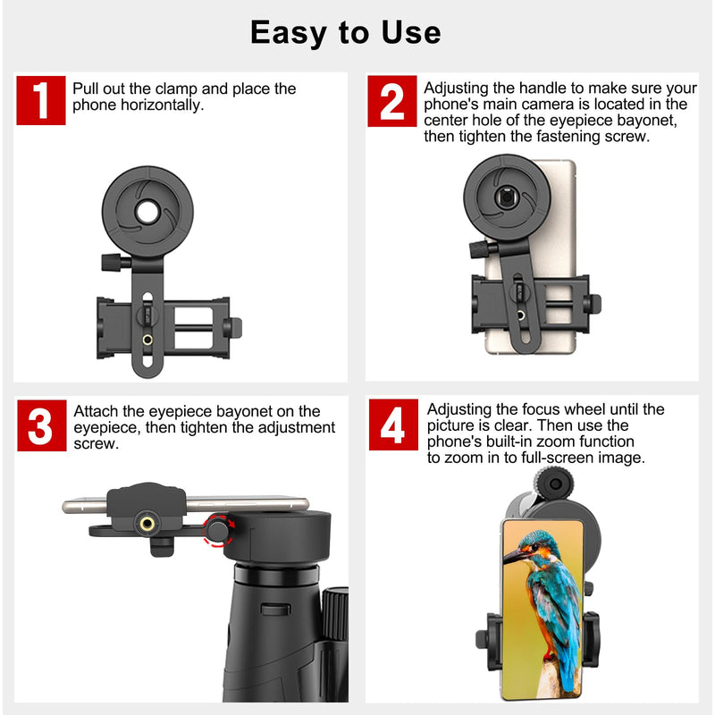 Eyeskey Universal Phone Adapter - Capture Stunning Moments with Your Smartphone through Binoculars, Monoculars, Scopes, Telescopes, and Microscopes - Fits Most Smartphones L