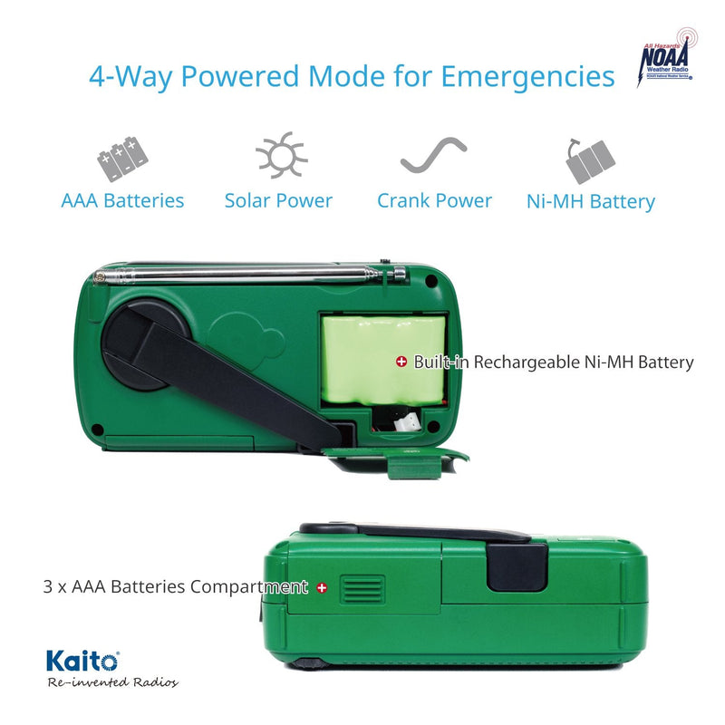 [AUSTRALIA] - Best NOAA Portable Solar/Hand Crank AM/FM, Shortwave & NOAA Weather Emergency Radio with USB Cell Phone Charger & LED Flashlight (Green) 
