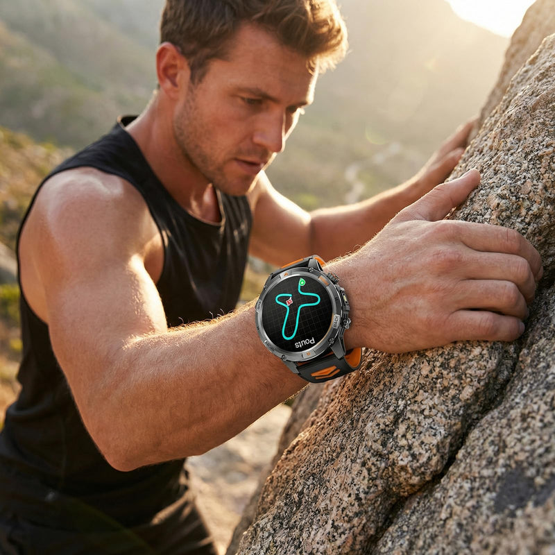Smart Watch for Men with 7-Day Battery and Built-in GPS, 1.46" Round Fitness Watch, Heart Rate/SpO2/Sleep Monitor, IP68 Waterproof, Compatible with Android iOS (Color Blocking) Color Blocking