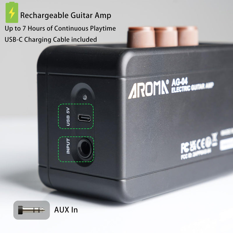 Electric Guitar Amp 5W Portable Rechargeable Battery Powered Practice Guitar Combo Amplifier Speaker with Headphone Aux Jack