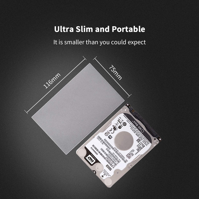 SSK Aluminum 2.5" Hard Drive Enclosure USB C 3.1 Gen 2(6Gbps) to SATA External HDD Case Adapter for 2.5 inch 7 9.5mm SATA III HDD SSD with UASP Compatible with WD Seagate Samsung PS4 Xbox