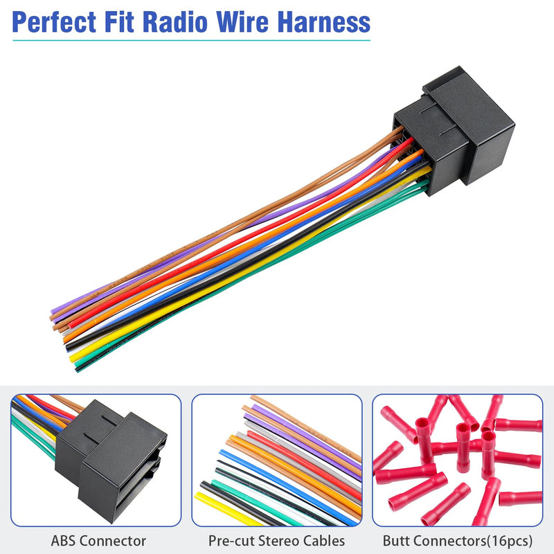 [AUSTRALIA] - Radio Wiring Harness 16Pin Compatible with Volkswagen Beetle Golf Passat Jetta Mercedes-Benz Sprinter, Car Stereo Wiring Harness Fit for Audi A4 A6 A8 Adapter 
