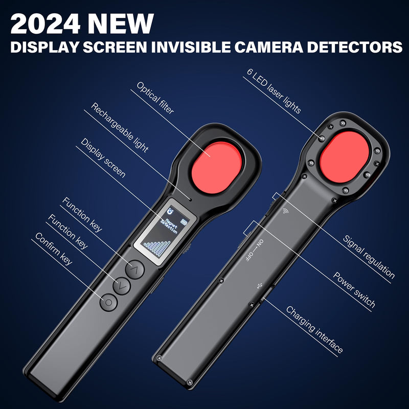 [AUSTRALIA] - Hidden Camera Detectors, 2024 Camera Detector with Display Screen, Hidden Bug and Camera Detector, Anti Spy RF Detector for Home Office Travel, 5 Levels Sensitivity 4 Modes 