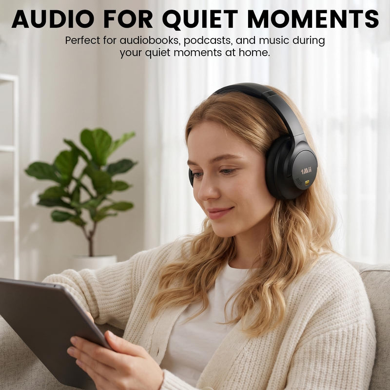 1Mii Y8+ Noise Cancelling Headphones for Gaming, Airplane & Travel, Black | Bluetooth 6.0 Over-Ear Wireless, Hybrid ANC, 100 hrs Playtime, Comfortable, LDAC Hi-Res Audio, Deep Bass, Custom EQ via APP