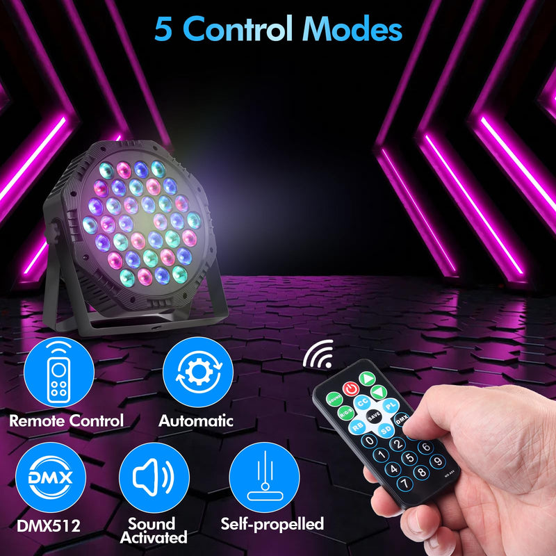 Rechargeable LED Par Can Lights, RGB Battery Powered Stage Uplights with Sound Activated Remote & DMX Control for Festival Event Wedding Bar Church 1
