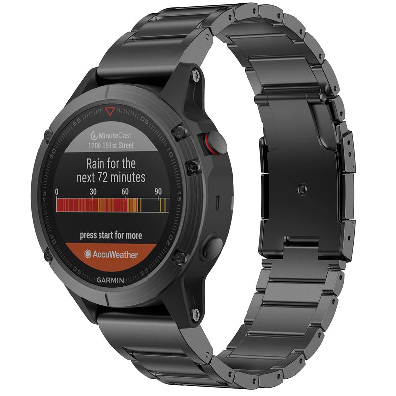 for Garmin Fenix 8 51mm/7X/6X/5X Plus Band, 26mm Titanium Metal Quick Release Easy Fit Watch Bands with Double Button Clasp for GarminEnduro 2 / Descent Mk2i / Tactix 7 Pro Smartwatch Black