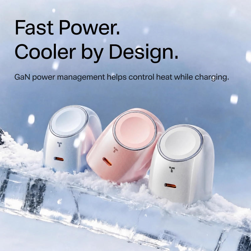 TORRAS Flasheye 2-in-1 45W GaN USB-C Charger for Apple Watch,iPhone W-White | Foldable Compact Wall Charger Block for Travel and Bedside, Fast Charging for iPhone, Watch, iPad and AirPods, Warm White A.Warm White Pearlescent