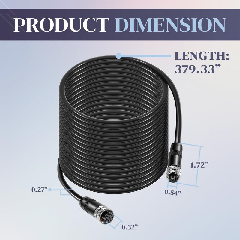 720073-4 30 Foot Ethernet Cable, Replace for Humminbird AS EC 30E 30ft. Ethernet Cord, Fit for APEX, SOLIX, Onix, ION, 1100/1100 HD, 900/900 HD, 800/800HD, 700 HD Series AS EC 30E 30ft.
