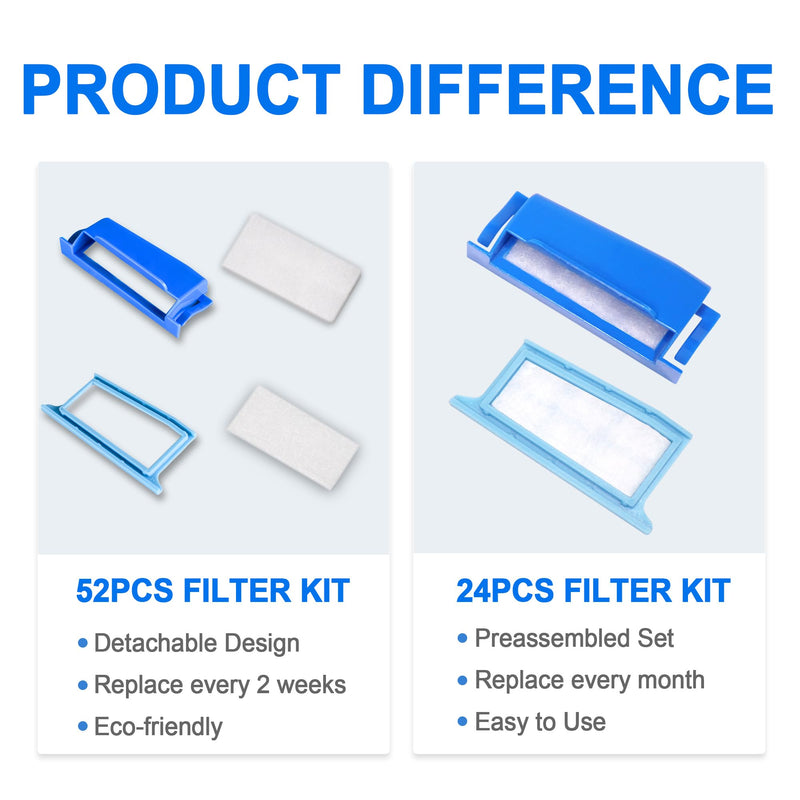 24 pieces filters compatible with Dream Station 1, contains 12 pre-assembled pollen filters and 12 ultra-fine filters, replacement CPAP filters provided by BlessEase