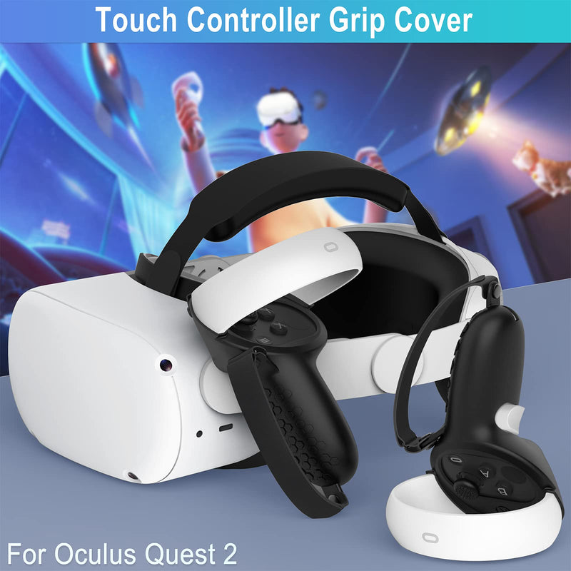 Controller Grip for Oculus Meta Quest 2 Accessories Grips Cover for VR Touch Controllers Covers Protector with Non-Slip Joystick Covers 1Pair Black
