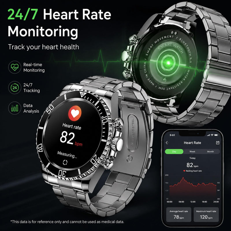 findtime Smart Watch for Android Phones Answer Make Calls SMS Reminder Smartwatch Compatible iPhone Bluetooth Stainless Steel Fitness Watch Men Smart Watches for Men Reloj Inteligente black gold