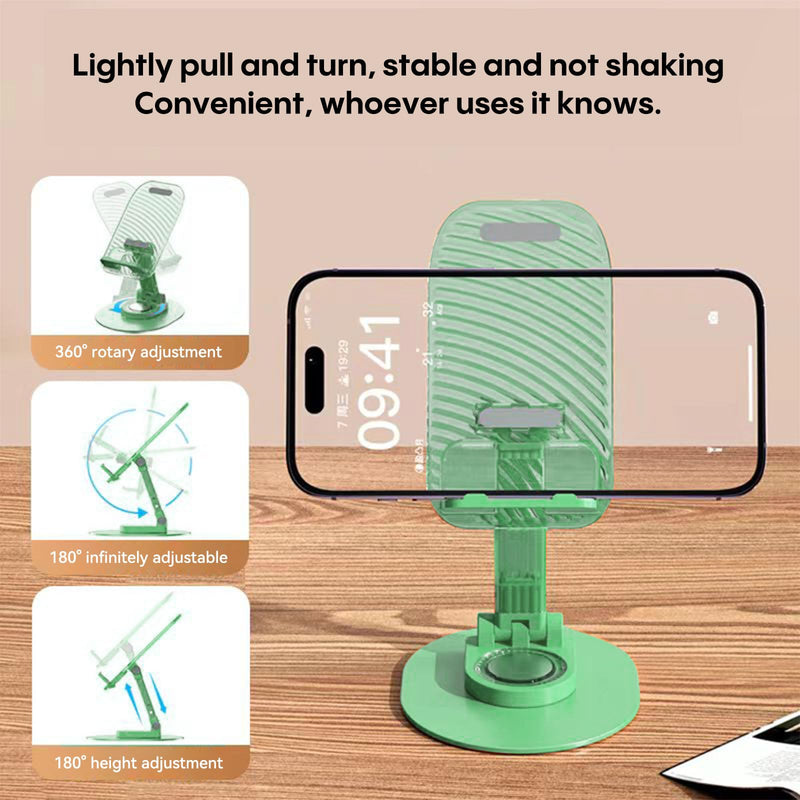 Foldable Desktop Phone Holder, Phone Holder on Desk Compatible with iPhone15, 14, 13 Pro Max Mini, Suitable for 3.5-12.9 inch Phones and Tablet Computer. (Green) Green