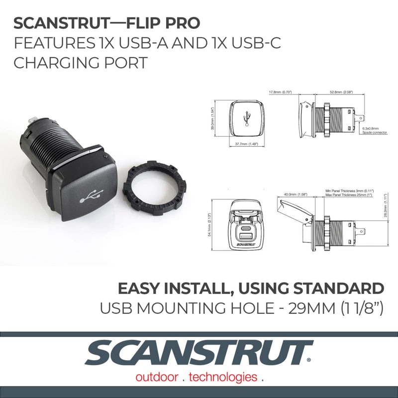 Scanstrut Flip Pro Fast Charge Dual USB Socket