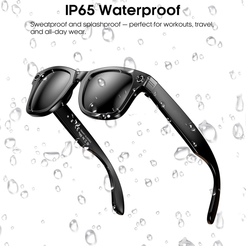 Yowow BIT AI Smart 4K Camera Glasses,HD 1080P Videos,Ultra-Wide Anti-Shake, Vlog Recording, AI Translation, AI Voice Assistant, Open Ears, Wi-Fi Transmission, Music Control (Sunglasses)