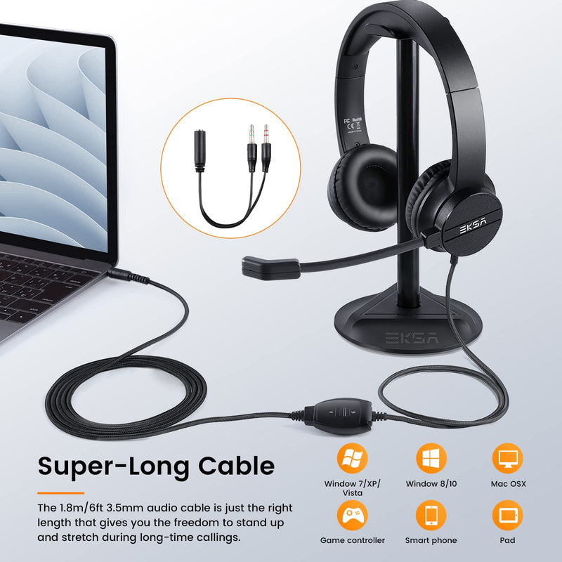 [AUSTRALIA] - Headsets with Microphone for Laptop, 3.5mm Wired Computer Headset Super-Lightweight Noise Cancelling Headphones with in-line Control Volume & Mute, PC Headset Perfect for Classroom, Home or Office 3.5mm Computer Headset 