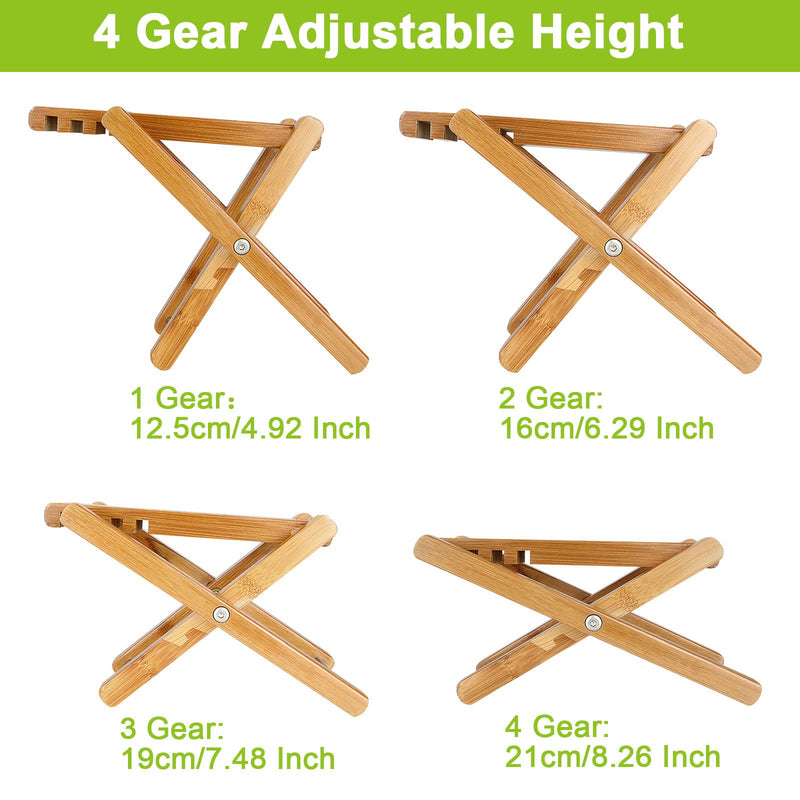 Bamboo Guitar Foot Stool 9.25 Inch 4 Gear Adjustable Non-Slip Foot Rest for Classical Guitar Player