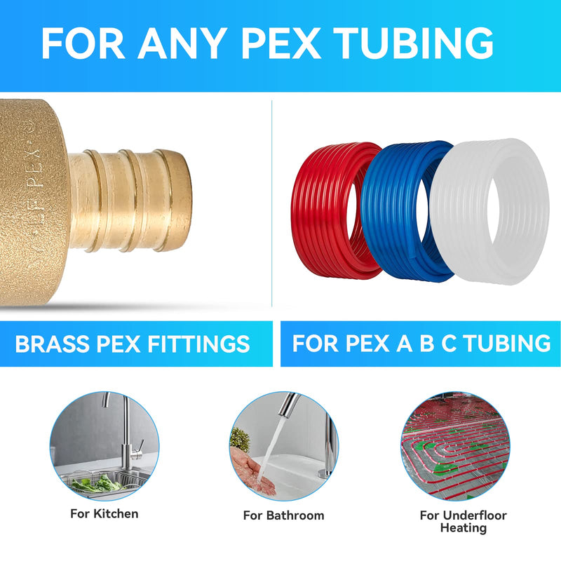 [AUSTRALIA] - (Pack of 5) PEX 3/4" x 3/4" NPT Female Threaded Adapter,Brass Pex Crimp Adapters Fitting for PEX Pipes in Plumbing Jobs(PEX1807044-5Pack) 3/4Inch(5Pack) Female Adapter 