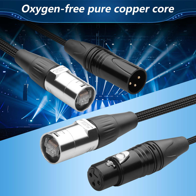 CERRXIAN 6.5FT RJ45/XLR Cable,CAT6 RJ45 Ethernet LAN Male to Male Cable + XLR 3-Pin Male to Female Network Audio Cable