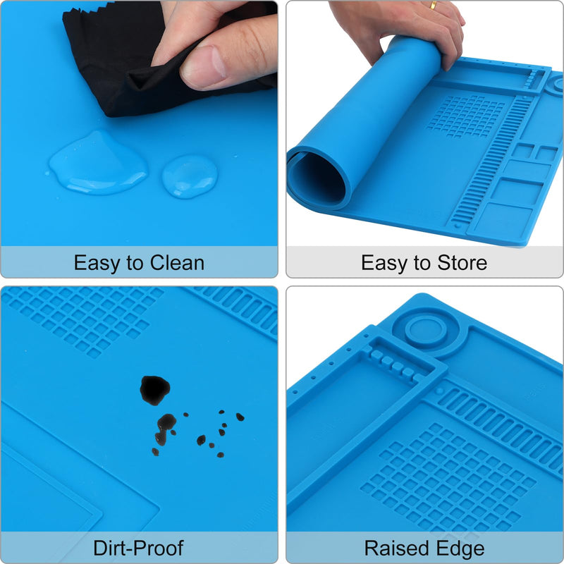 STREBITO Silicone Soldering Mat Electronics Mat, Solder Pad Heat Resistant 932°F, Magnetic Work Mat Silicone Repair Mat for Soldering, Computer, Laptop, Cell Phone, RC, Watch, Gun, Size 17.7" x 11.8" S-450