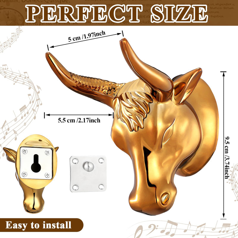 2 Pcs Bull Guitar Wall Mount Guitar Wall Hanger Bull Guitar Holder Guitar Wall Rack Gold Bull Art Ukulele Hook Stand for Acoustic Electric Bass Guitar Storage Player Gift