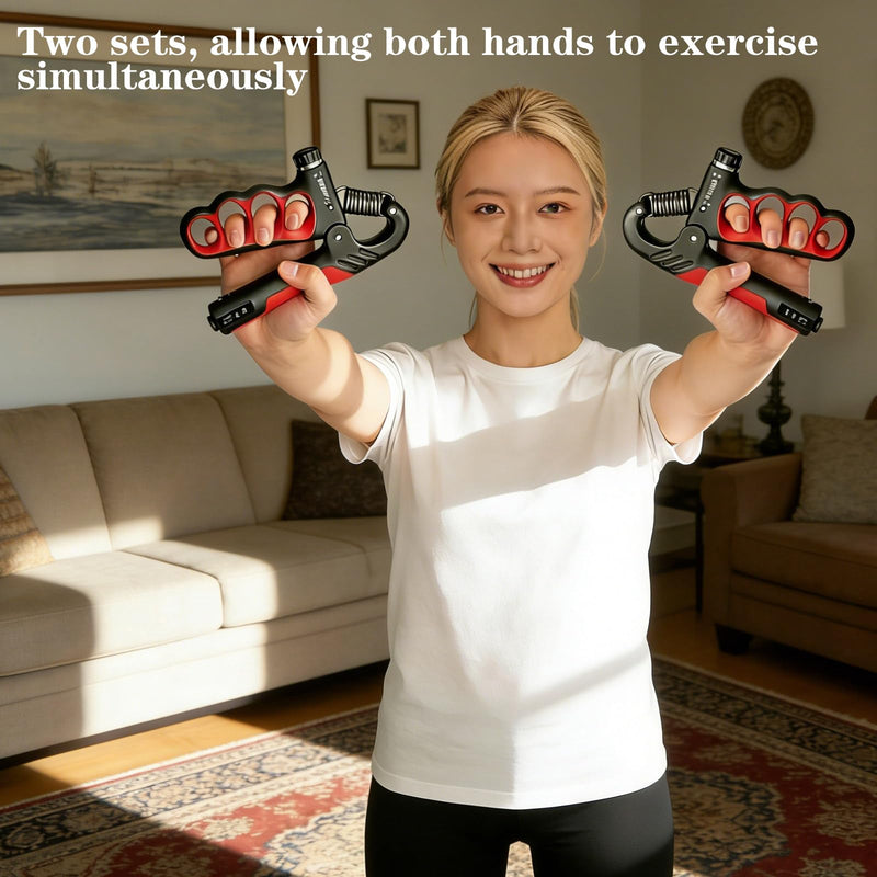 Hand Gripper Strengthener, 11-220LBs Adjustable Resistance Grip Strength Trainer with Counter, Forearm Exerciser for Injury Recovery and Muscle Building Red-2PCS