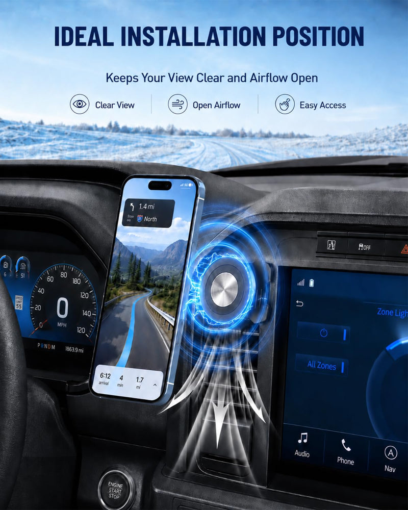 Magnetic Air Vent Phone Holder Compatible with Ford F150 2021-2026 | Super Duty F250 F350 F450 2021-2025, Metal Truck Phone Mount for MagSafe iPhone,Vent Cell Phone Holder Bracket