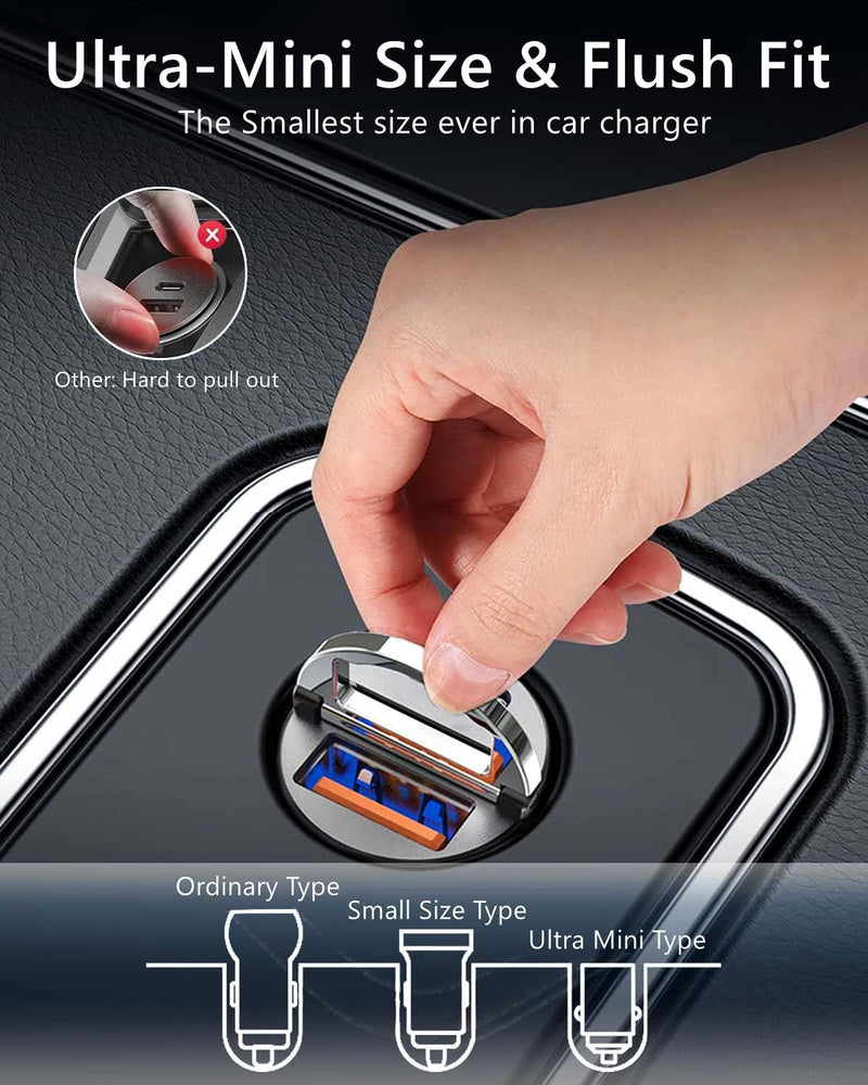 MRGLAS 90W USB C Car Charger Fast Charging,[Smallest Metal] Car Charger USB C PD45W+QC3.0 Dual Port Cigarette Lighter USB C Charger Car Charger Adapter for iPhone 15 Pro Max Plus 14 13 iPad Samsung Black