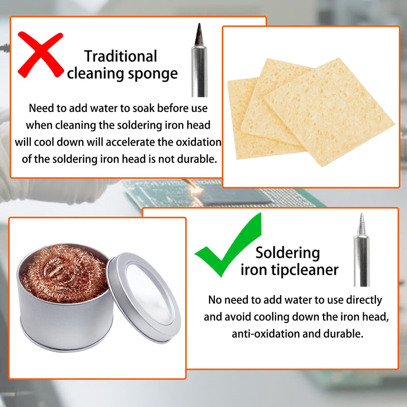 Soldering Tip Cleaner, Soldering Iron Tip Cleaner, Soldering Accessories, Soldering Iron Cleaner, Brass Tip Cleaner, with Stainless Steel Holder, for Cleaning Soldering Iron Tips