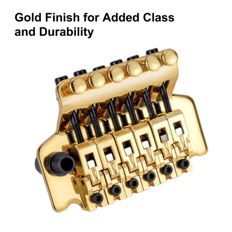 [AUSTRALIA] - Swhmc Floyd Rose Type Locking Tremolo Bridge, Gold 2-Point Electric Guitar Bridge & Parts Set w/Bar for Strat, Replacement Guitar Hardware 