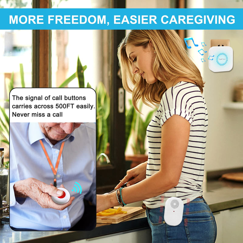 CallToU Caregiver Pager Call Button Elderly Wireless Call Button Vibration Pager Nurse Calling Alert System for Home Elderly Disabled Patient 1 Transmitters 1 Receiver 1 receiver + 1 call button