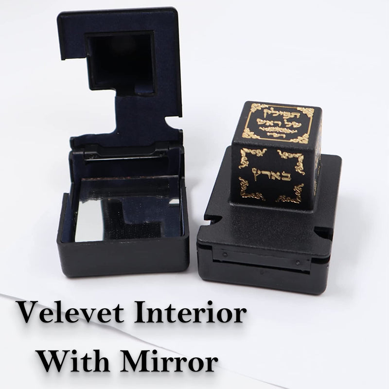 Ataret Judaica decorative plastic tefillin boxes, head and hand set for the right, Rashi (Shidlech) (size 34, black) Size 34